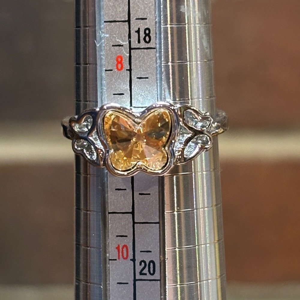 Elegant Silver toned and Gold Butterfly Ring